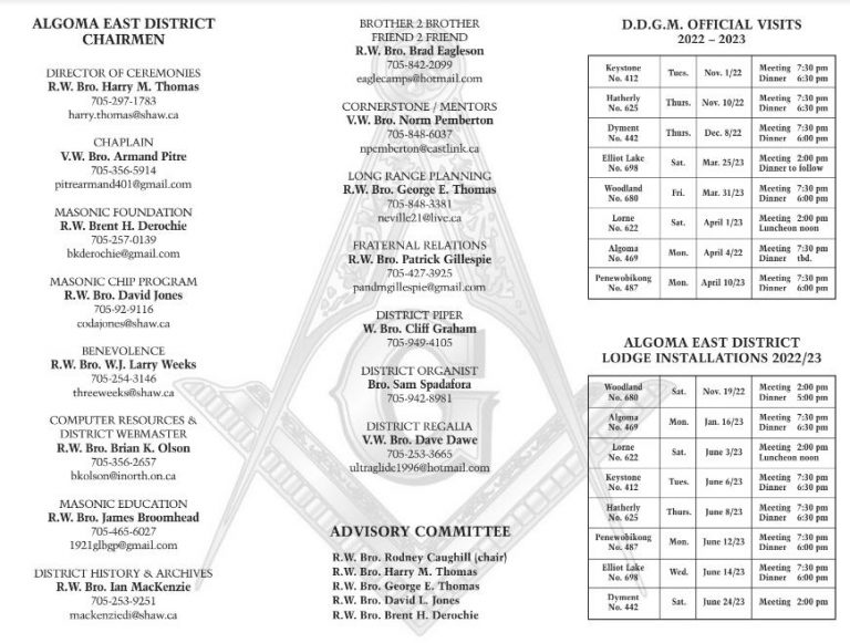 DDGM Trestle Board 2022 2023 Algoma East Masons